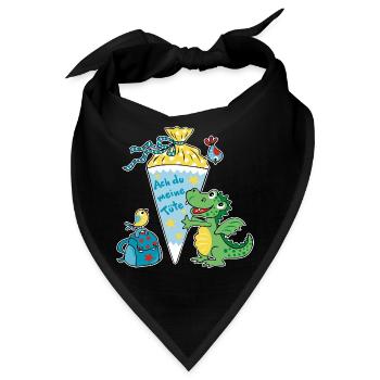 Schulkind Drache. Ach du meine Tüte! - Bandana - Schwarz - Vorne