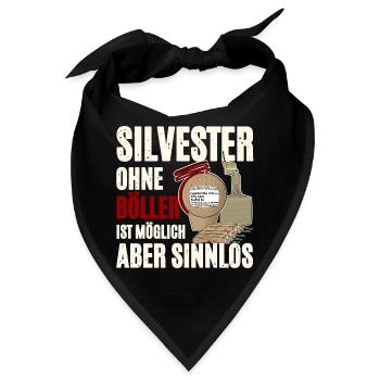 Silvester Nur Mit Feuerwerk - Bandana - Schwarz - Vorne
