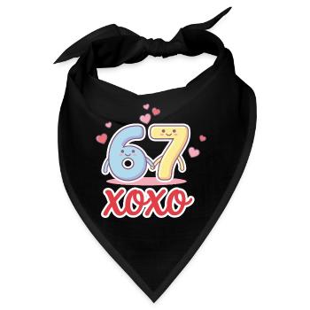 6 7 Sechs Sieben Valentinstag Meme Herz Niedlich  - Bandana - Schwarz - Vorne