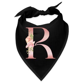 B Floral Gradient – Floral art letter - Bandana - Schwarz - Vorne