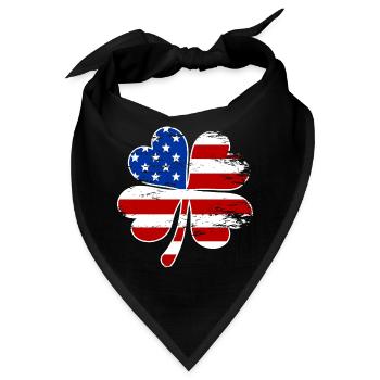 USA Flagge Vierblättriges Kleeblatt - Bandana - Schwarz - Vorne