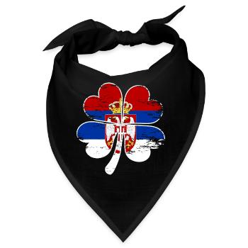 Serbien Flagge Vierblättriges Kleeblatt - Bandana - Schwarz - Vorne