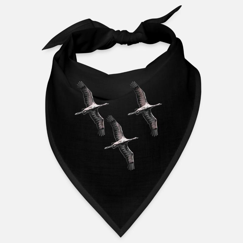 Vogelzug Kraniche in Grau Tönen - Bandana - Schwarz