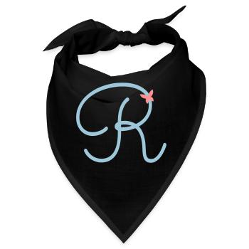 Buchstabe R Initale Anfangsbuchstabe Schmetterling - Bandana - Schwarz - Vorne