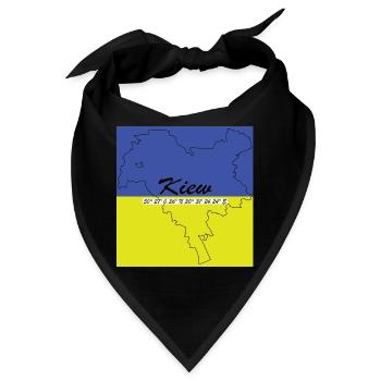 Kiew - Hauptstadt mit GPS-Koordinaten & Flagge - Bandana - Schwarz - Vorne