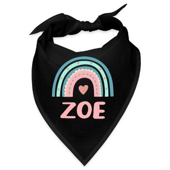 Zoe Name Regenbogen Baby - Bandana - Schwarz - Vorne