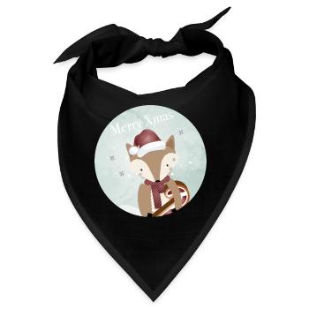 goldiger Fuchs für Weihnachten mit Zuckerstange - Bandana - Schwarz - Vorne