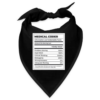 Lustige Medical Coder Nährwertangaben - Bandana - Schwarz - Vorne
