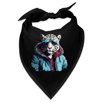 Streetstyle Schneeleopard | Leoparden-Liebhaber - Bandana - Schwarz - Vorne