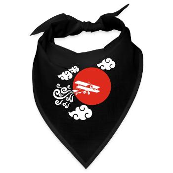 Weißes Flugzeug und rote Sonne - Bandana - Schwarz - Vorne