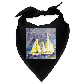 Farbenfroher Segelboot-Motiv im Expressionismus - Bandana - Schwarz - Vorne