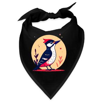 Buntspecht mit roter Haube - Bandana - Schwarz - Vorne