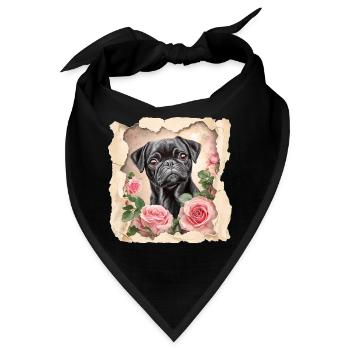 Schwarzer Mops Vintage - Bandana - Schwarz - Vorne