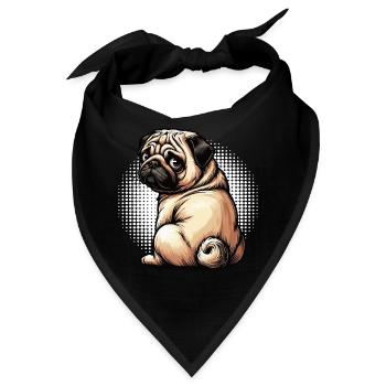 Mops Möpse Mopsbesitzer Mopsliebhaber Mopshalter - Bandana - Schwarz - Vorne