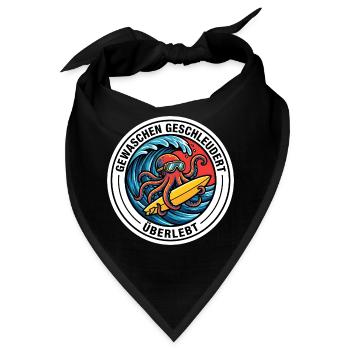 Gewaschen Geschleudert Überlebt Surfen Kraken - Bandana - Schwarz - Vorne