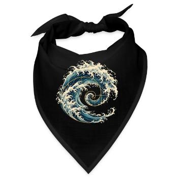 Kanagawa Welle Fibonacci Spirale – Japanische Kuns - Bandana - Schwarz - Vorne