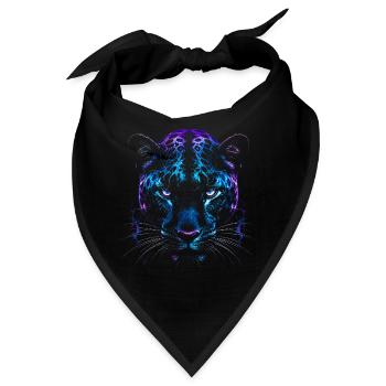Blauer Lila-Wolkenleopard – Panther - Bandana - Schwarz - Vorne