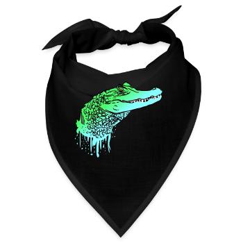 Krokodil Kroko Echse Alligator - Bandana - Schwarz - Vorne