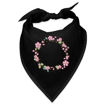 filigraner Heckenrosen Rahmen mit Blätter - Bandana - Schwarz - Vorne