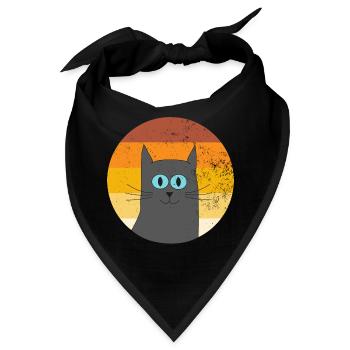 Katze grau Retro vintage für Katzenliebhaber - Bandana - Schwarz - Vorne