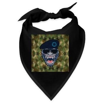 Lustiger Affe als Offizier im Militär Bundeswehr - Bandana - Schwarz - Vorne