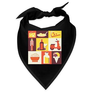 Italienisches Essen, italienische Speisen - Bandana - Schwarz - Vorne