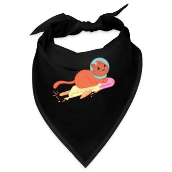 Space Cat Eis, Astronaut Cat Rakete - Bandana - Schwarz - Vorne