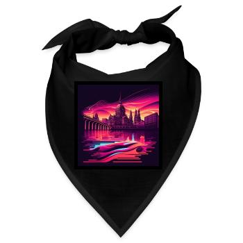 Skyline von Dresden im Abendlicht Vaporwave Optik - Bandana - Schwarz - Vorne