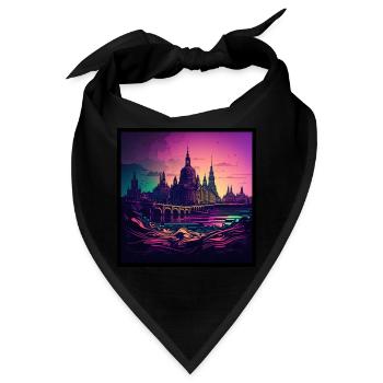 Skyline von Dresden im Abendlicht Vaporwave Optik - Bandana - Schwarz - Vorne