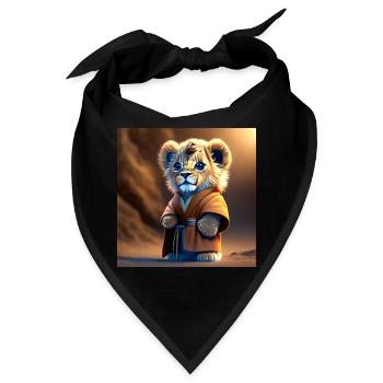 Fantasie Baby-Löwe in ockerfarbener Robe - Bandana - Schwarz - Vorne