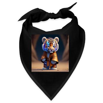 Fantasie Baby-Tiger in ockerfarbener Robe - Bandana - Schwarz - Vorne