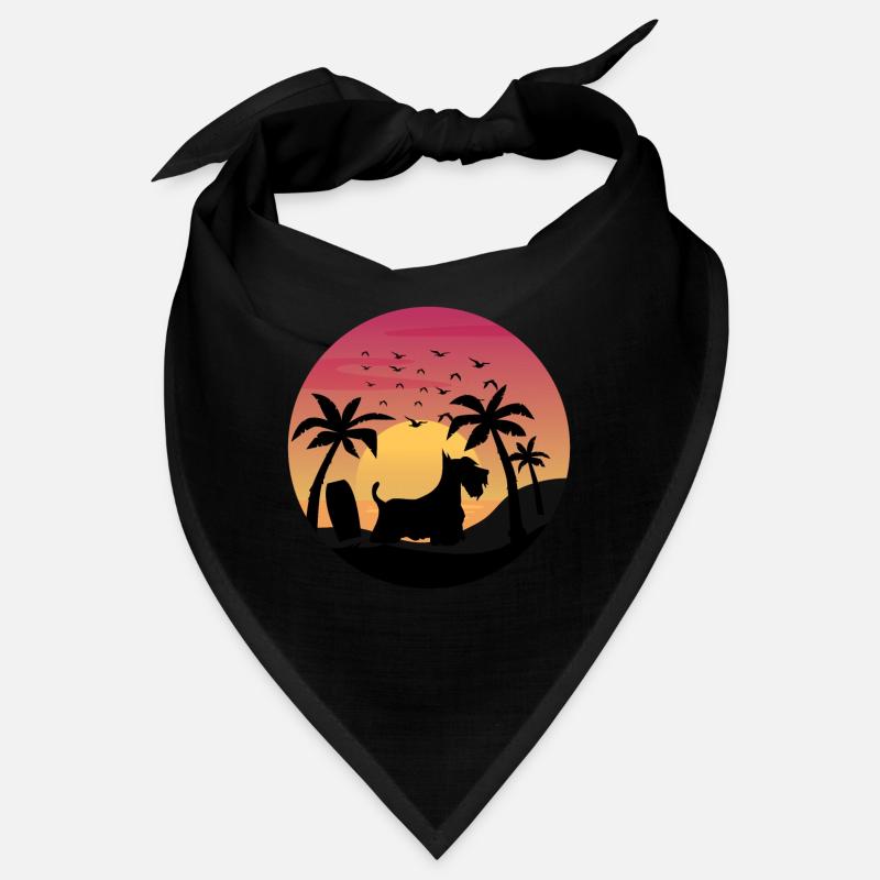 Scottish Terrier Hund Surfen Strand Palmen Bandana