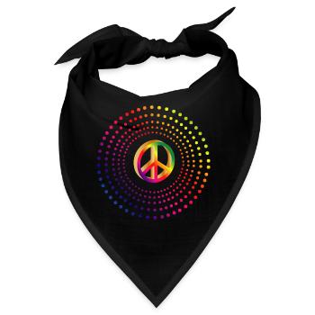 vibrierendes Peace Symbol in leuchtenden Farben - Bandana - Schwarz - Vorne