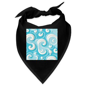 Pastellblaues und weißes abstraktes Wirbelmuster - Bandana - Schwarz - Vorne