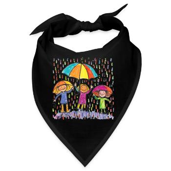 Kinderbild Malen Kinder spielen im Regen - Bandana - Schwarz - Vorne