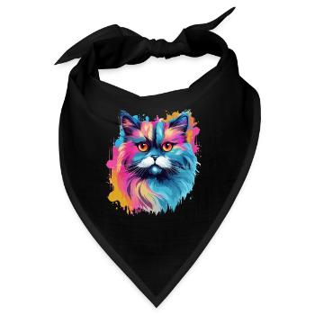 Bunte Himalaya Katze Farbkleckse Farbspritzer - Bandana - Schwarz - Vorne