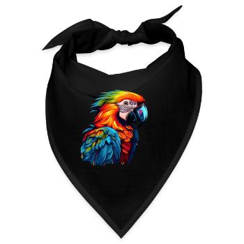 Bunter Papagei Farbkleckse - Bandana - Schwarz - Vorne