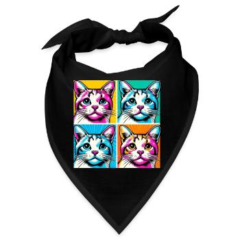 Katze Pop Art - Bandana - Schwarz - Vorne