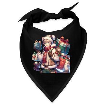 Winterliches Manga Geschenk-Design für Weihnachten - Bandana - Schwarz - Vorne