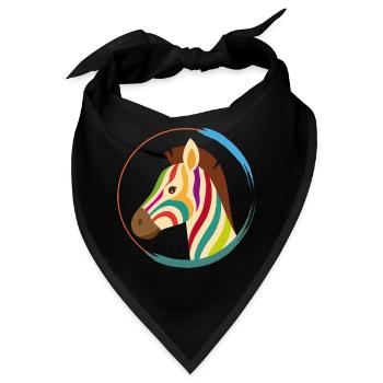Farbenfrohes Zebra – Einzigartiger Streifenlook - Bandana - Schwarz - Vorne