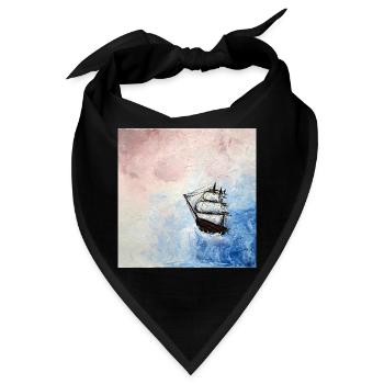 Historisches Segelschiff vor bewölktem Himmel - Bandana - Schwarz - Vorne