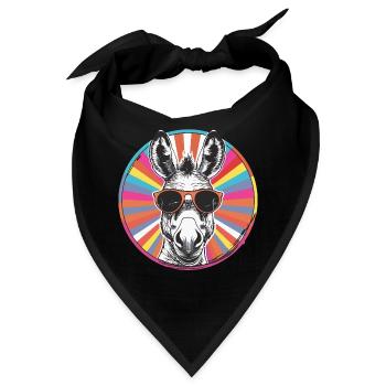 Sonnenbrillen-Esel im Regenbogen - Bandana - Schwarz - Vorne