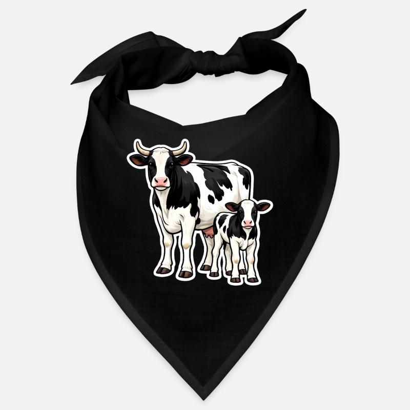 Vache avec veau – Illustration de ferme aimante Bandana