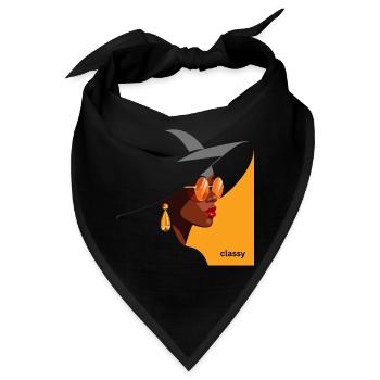 Elegante Frau mit Hut und Sonnenbrille - Bandana - Schwarz - Vorne