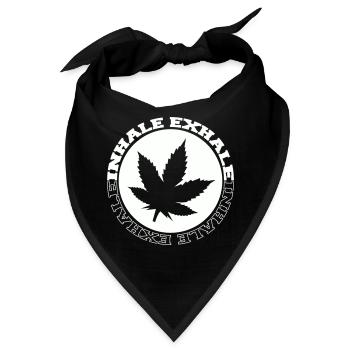Cannabis Blatt Rundlogo - Bandana - Schwarz - Vorne