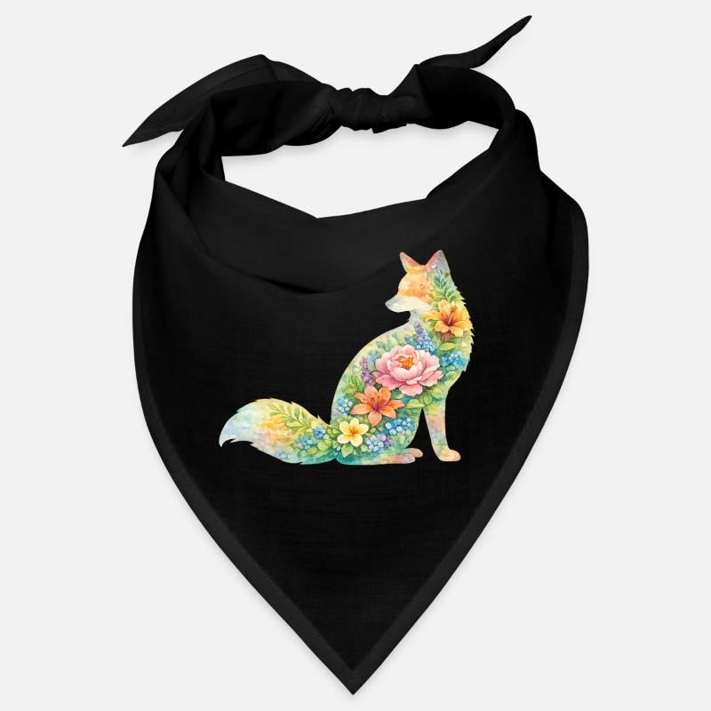 Fuchs Aquarell Silhouette Blumen Bandana