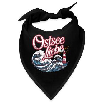 Ostsee Liebe Wellen Leuchtturm Küste Meer Urlaub - Bandana - Schwarz - Vorne