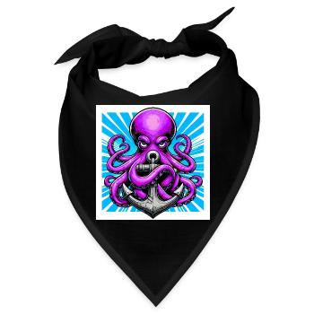 Oktopus umarmt einen Anker - Bandana - Schwarz - Vorne