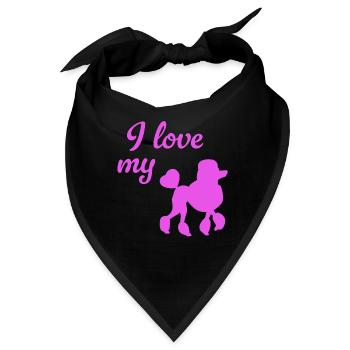 Pudel pink Hunde Bello Gassi Love Hundehalter Fan - Bandana - Schwarz - Vorne