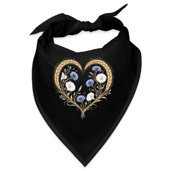Weizen Herz Kornblume Winde Blumen Natur Motiv   - Bandana - Schwarz - Vorne